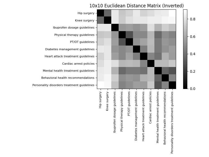 NxN distance matrix of embeddings