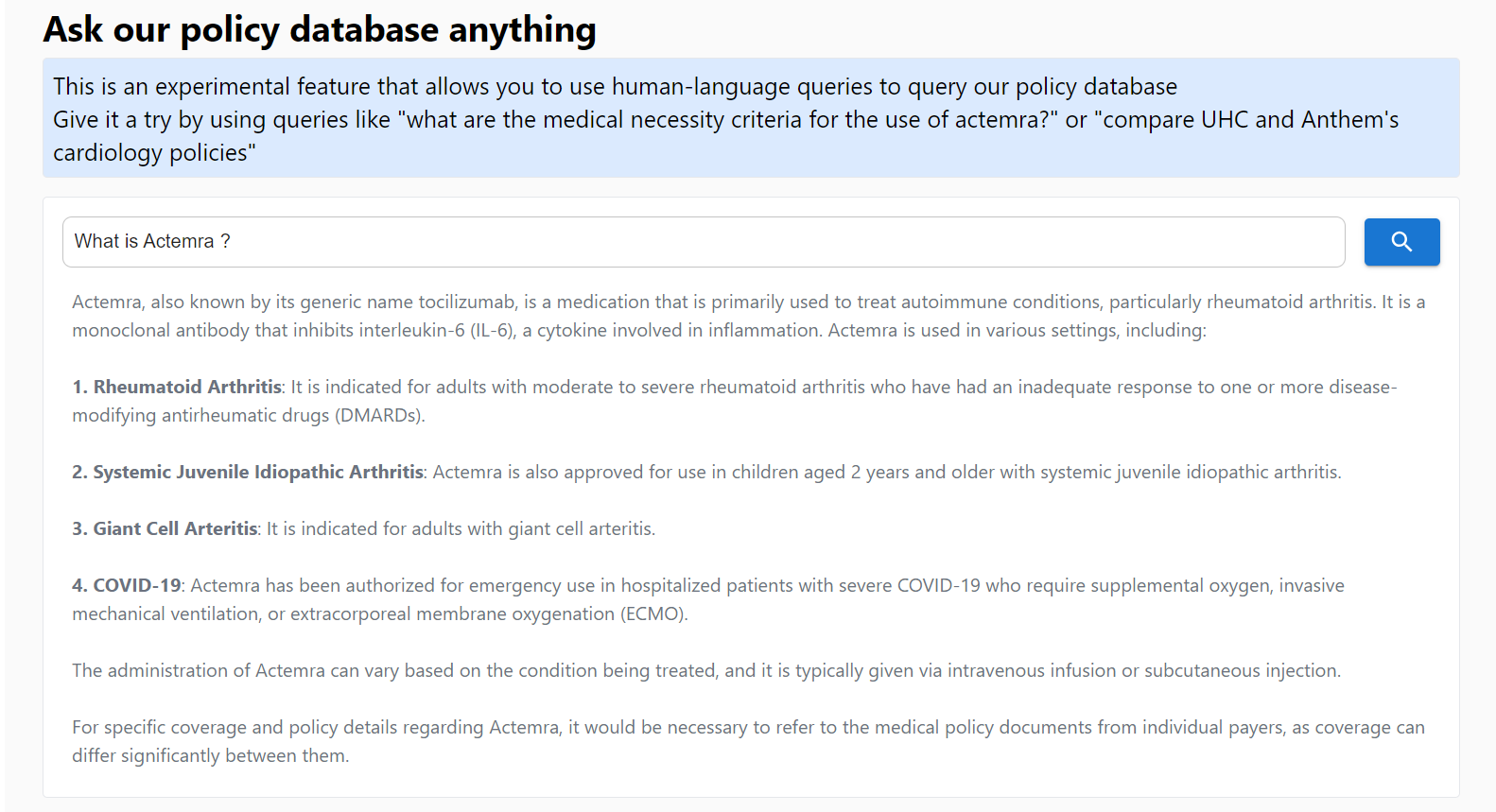 Policy query interface